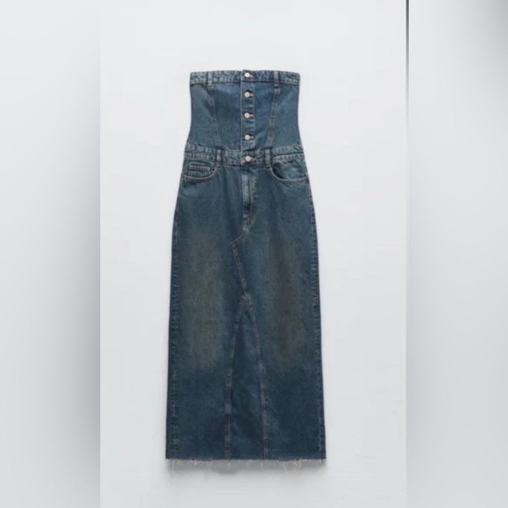 zara strapless denim dress size small